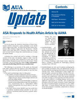 Fall 2010 - Association of University Anesthesiologists