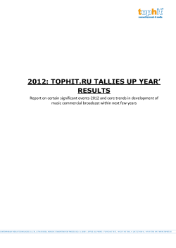 2012: TOPHIT TOPHIT.RU TALLIES UP YEAR` RESULTS ALLIES
