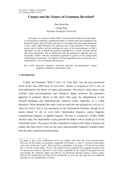 Corpus and the Nature of Grammar Revisited