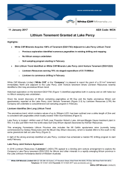 Lithium Tenement Granted at Lake Percy