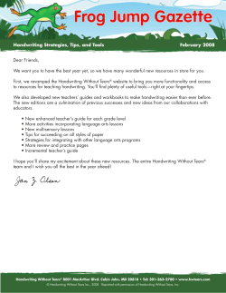 Handwriting Strategies, Tips, and Tools February 2008 Handwriting