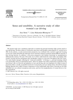 Sense and sensibility. A narrative study of older women`s car driving