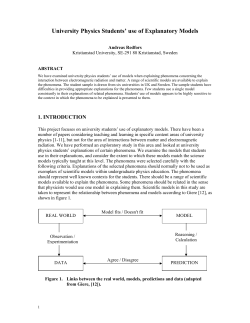 University Physics Students` use of Explanatory Models