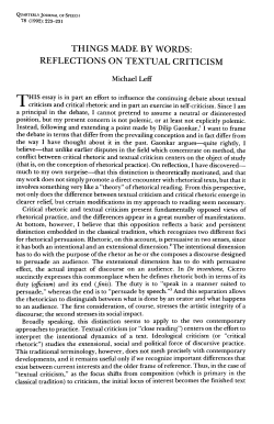 things made by words: reflections on textual criticism