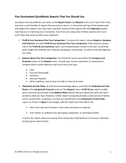 Five Overlooked QuickBooks Reports That You Should Use