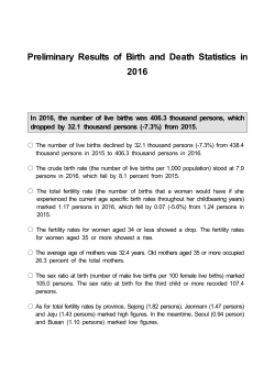 Preliminary Results of Birth and Death Statistics in 2016 In 2016, the