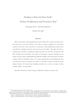 Nothing to Fear but Fear Itself? Nuclear Proliferation and Preventive