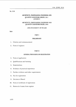 Architects, Professional Engineers and Quantity Surveyors Rules