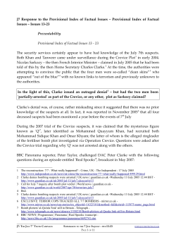 J7 Response to the Provisional Index of Factual Issues &ndash; Provisional