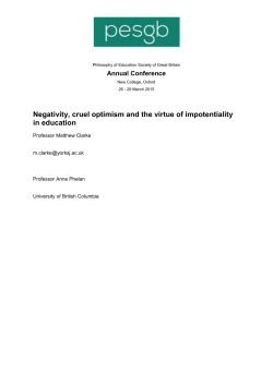 Negativity, cruel optimism and the virtue of impotentiality in education