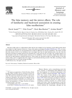 The false memory and the mirror effects: The role of familiarity and