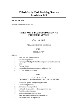 Third-Party Taxi Booking Service Providers Bill