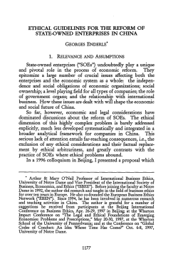 Ethical Guidelines for the Reform of State-Owned