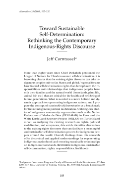 Toward Sustainable Self-Determination