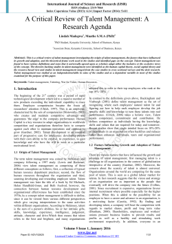A Critical Review of Talent Management: A Research Agenda
