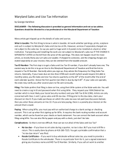 Maryland Sales and Use Tax Information