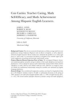 Con Cari&ntilde;o: Teacher Caring, Math Self