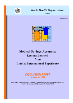 Medical Savings Accounts - World Health Organization