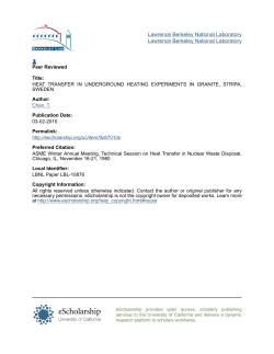 heat transfer in underground heating experiments in granite, stripa