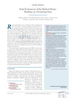 Early Evaluations of the Medical Home - Patient