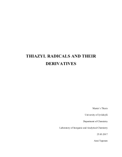 THIAZYL RADICALS AND THEIR DERIVATIVES
