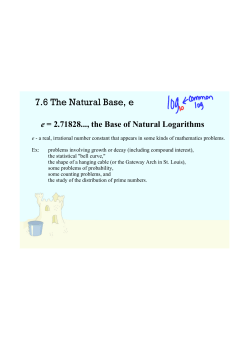 7.6 The Natural Base, e
