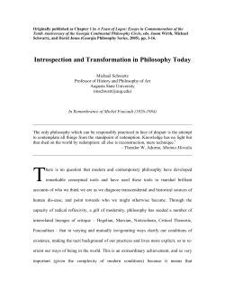Introspection and Transformation in Philosophy Today
