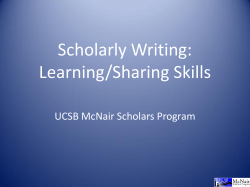 Scholarly Writing - McNair Scholars Program