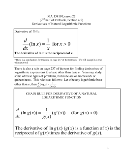 1 (ln ) for 0 d x x dx x = >