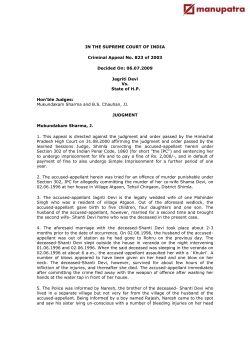 IN THE SUPREME COURT OF INDIA Criminal Appeal