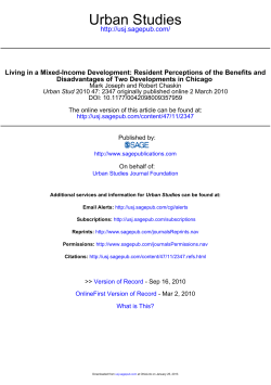 Urban Studies - National Initiative on Mixed