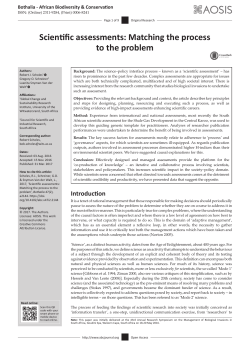 Scientific assessments: Matching the process to the problem