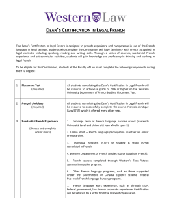 dean`s certification in legal french - Western Law