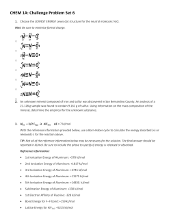 CHEM 1A: Challenge Problem Set 6