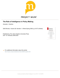 The Role of Intelligence in Policy Making