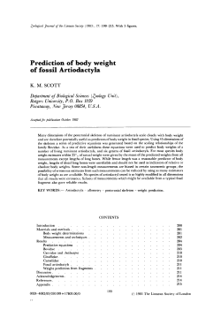 Prediction of body weight of fossil Artiodactyla