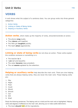 Unit 2: Verbs