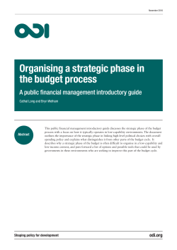 Organising a strategic phase in the budget process