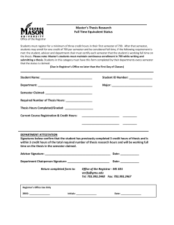 Master`s Thesis Research Full Time Equivalent Status