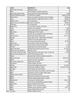 Color Style/Brand Size 1 Gray with red stripe Nike light jacket 7 2