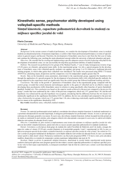 Kinesthetic sense, psychomotor ability developed using volleyball