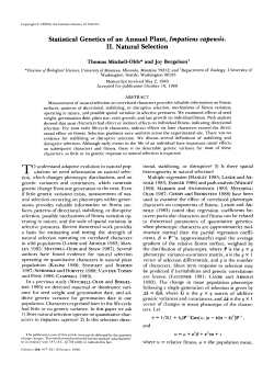 Statistical Genetics of an Annual Plant, Impatiens capensis. 11
