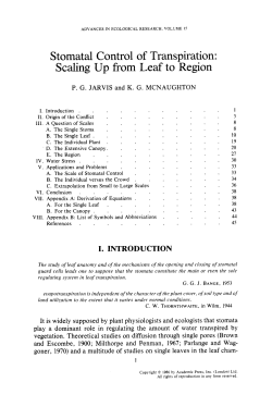 Stornatal Control of Transpiration: Scaling Up from Leaf` to Region