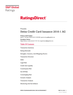 Swiss Credit Card Issuance 2016-1 AG
