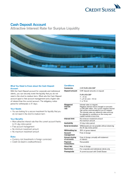 Cash Deposit Account Attractive Interest Rate for