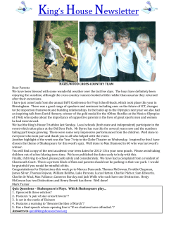 King`s House Newsletter