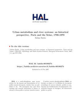 Urban metabolism and river systems: an historical perspective. Paris