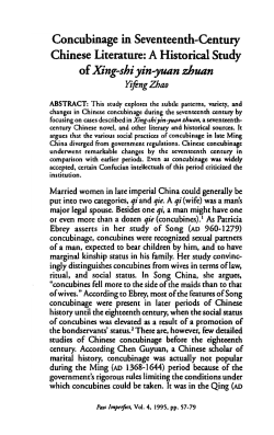 Concubinage in Seventeenth-Century Chinese Literature: A
