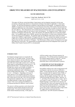 Objective Measures of Spaciousness and Envelopment - E