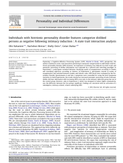 Individuals with histrionic personality disorder features categorize